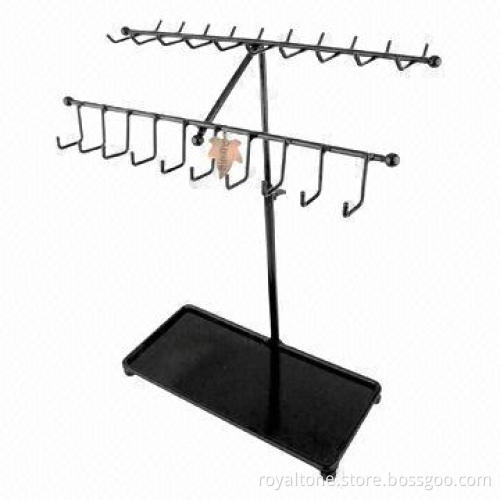 15-inch Metal 30-hook Necklace/Bracelet Jewelry Organizer Display Rack, Easy-to-use, Nightstand